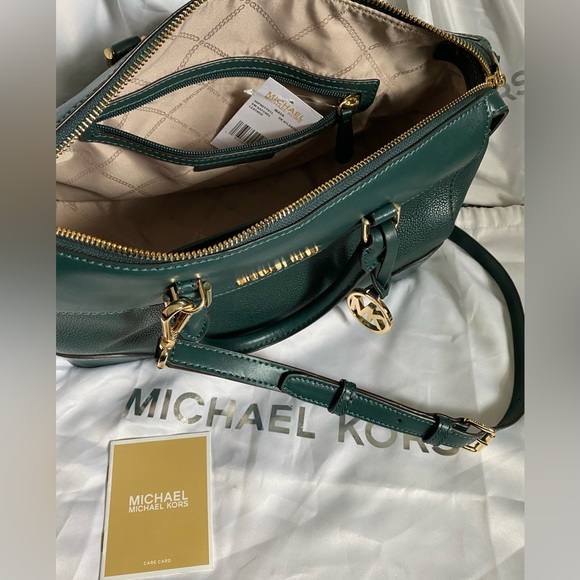 NEW Maya Pebbled Leather Satchel (in rare amazon green) - Picture 9 of 15